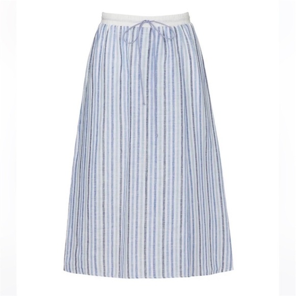 Sita Murt blue and white striped linen midi length skirt - Picture 4 of 8
